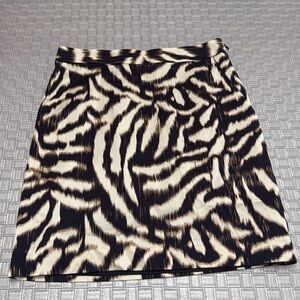 Ann Taylor Animal Print Pencil Skirt Size 0 Brown Black Lined Pockets